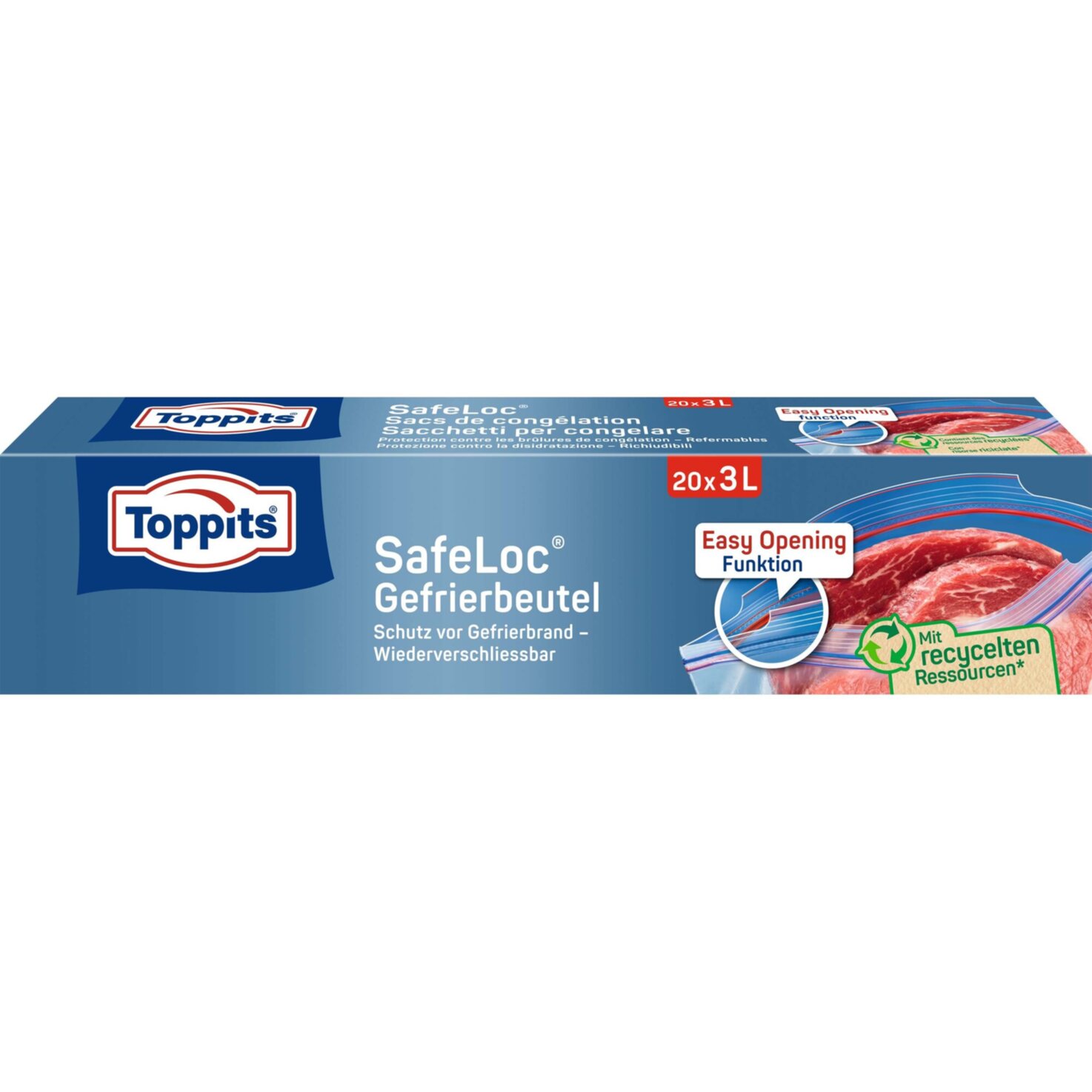 TOPPITS Doppelverschluss-Gefrierbeutel SafeLoc 20 x 3 l
