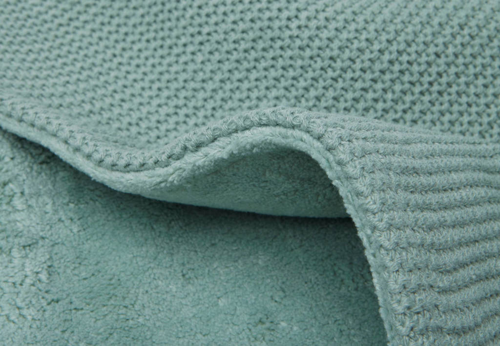 mooi en kwalitatief goed dekentjebaby wiegdeken Basic Knit 75x100cm Forest Green/Fleece