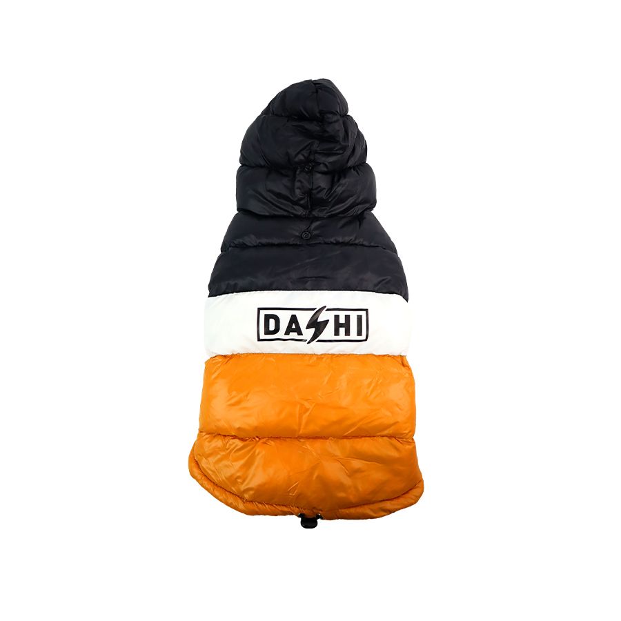 Anoraque Dashi Stripes Laranja e Preto para Cães Grandes