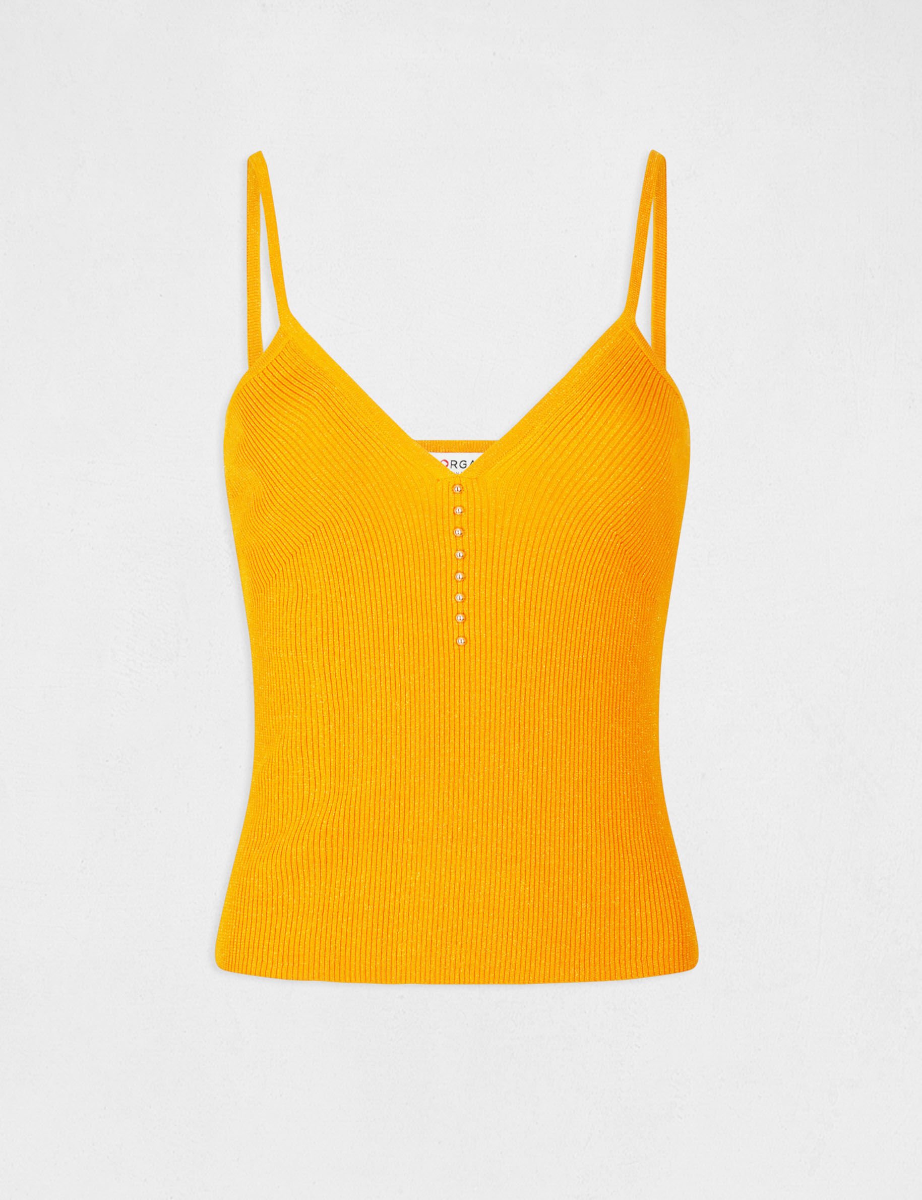 Débardeur pull col en V avec perles orange femme - orange