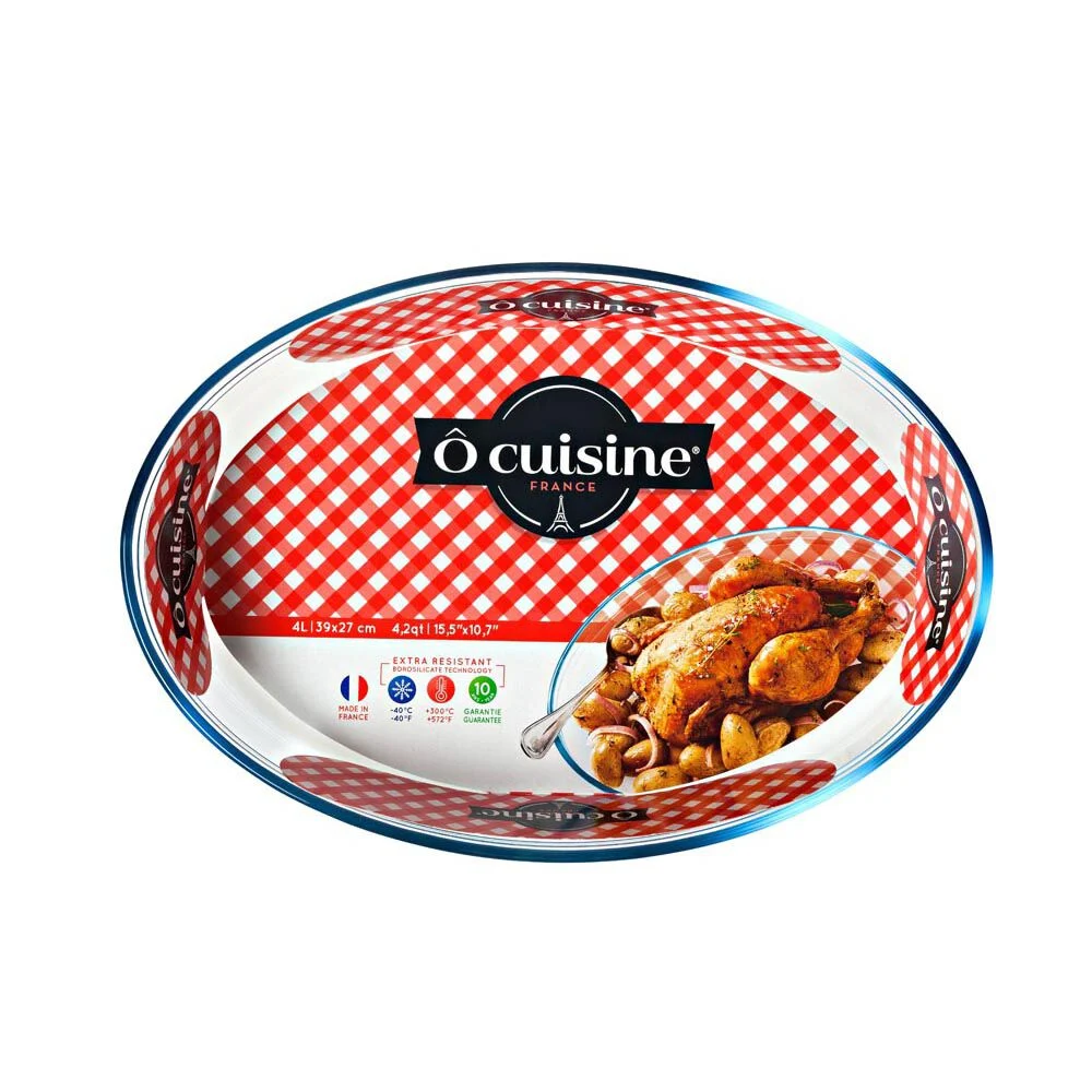 Plat à four ovale en verre extra résistant