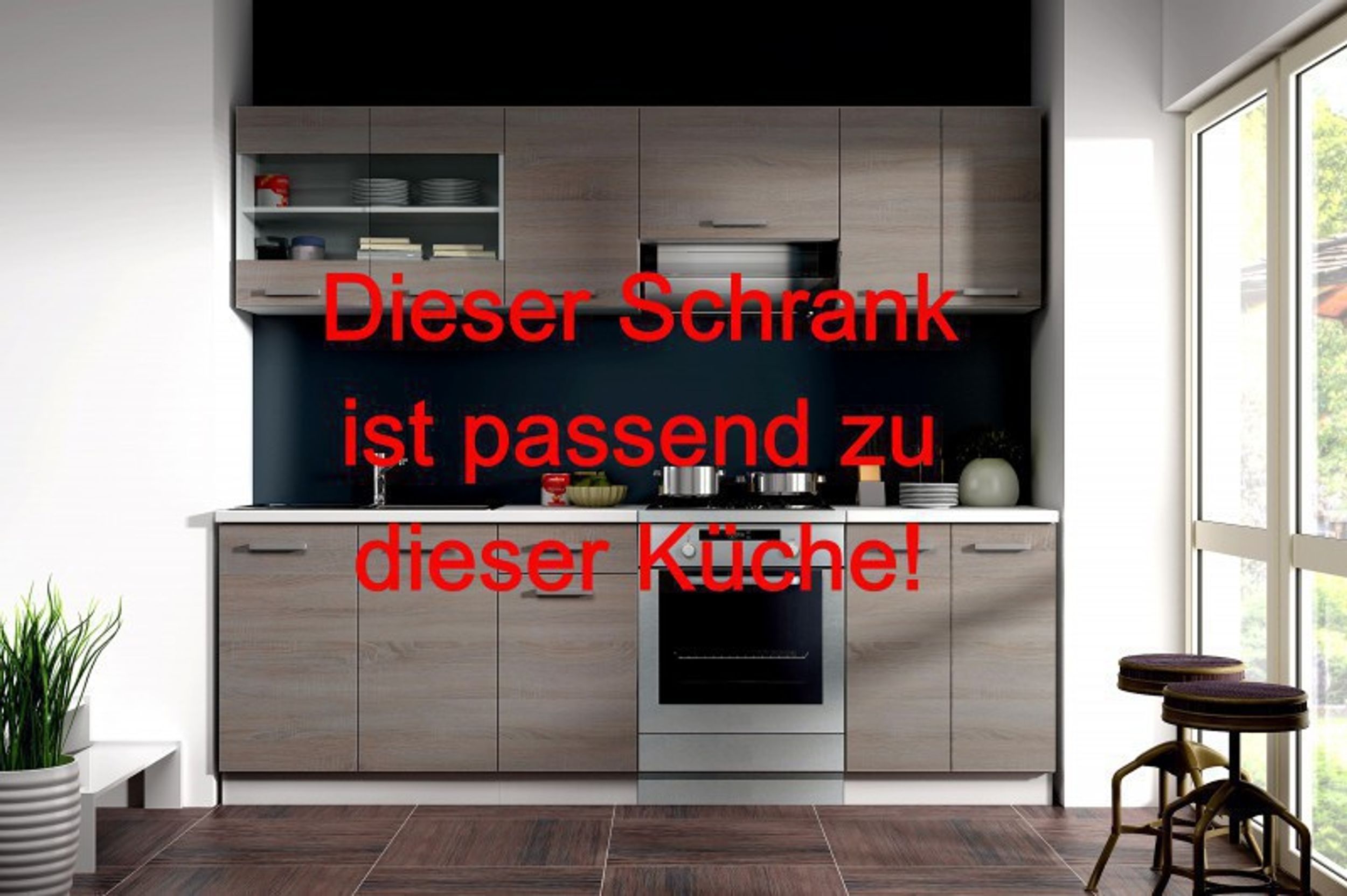 Küchen Glashängeschrank 80 cm für das Modell „Dave 240 Eiche Sonoma Trüffel“
