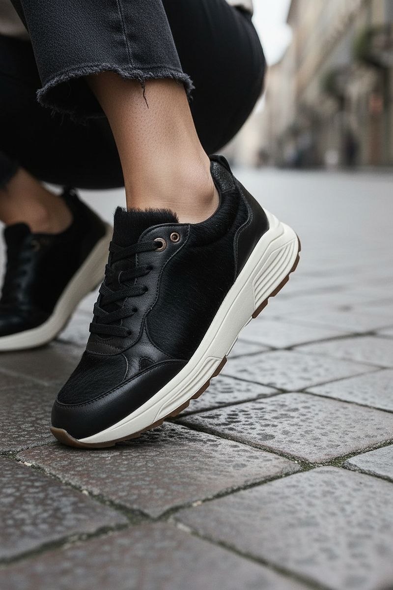 Xsensible Chain Stretchwalker Sneakers Zwart Dames