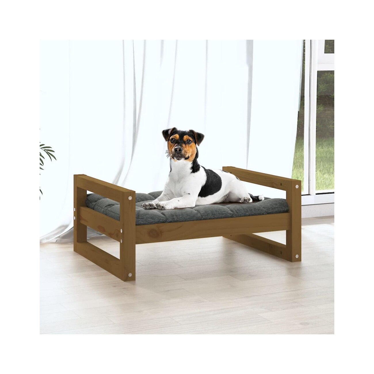 VidaXL Hundebett S (55,5x45,5x28 cm) aus Kiefernholz braun