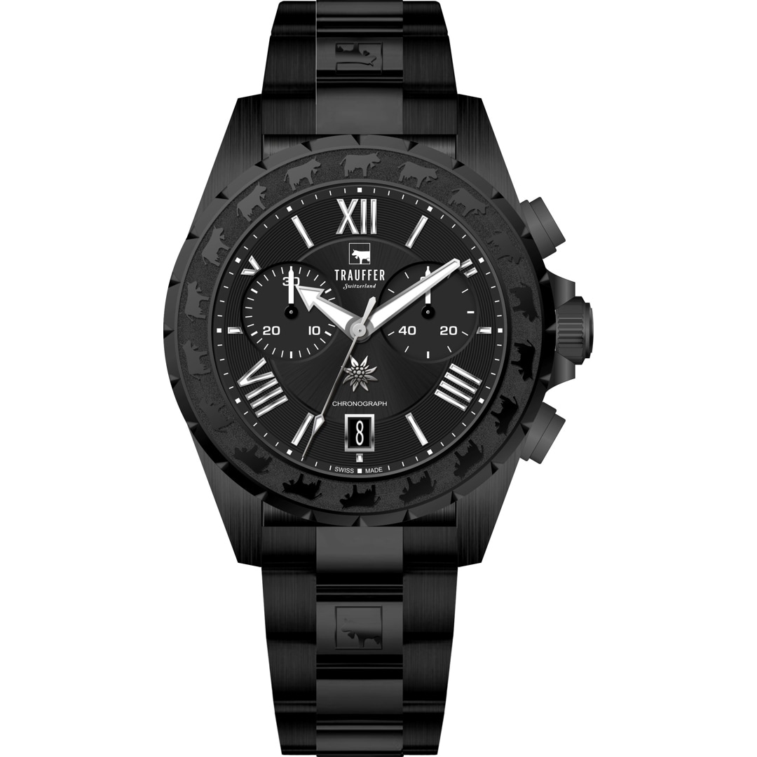Trauffer Chrono Edelstahl schwarz
