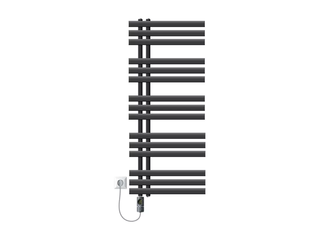 Radiateur sèche-serviettes en acier anthracite 50x120cm élément chauffant 900W