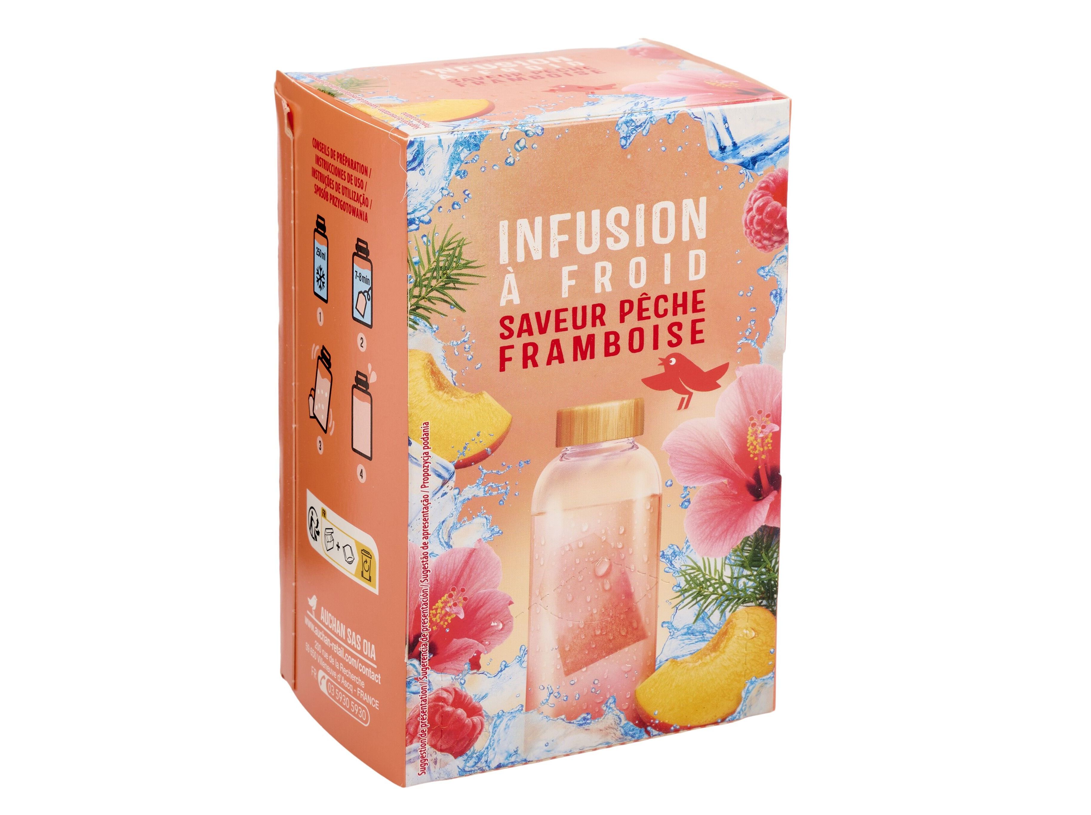 INFUSÃO AUCHAN FRIO PÊSSEGO FRAMBOESA 40G(20SAQ)