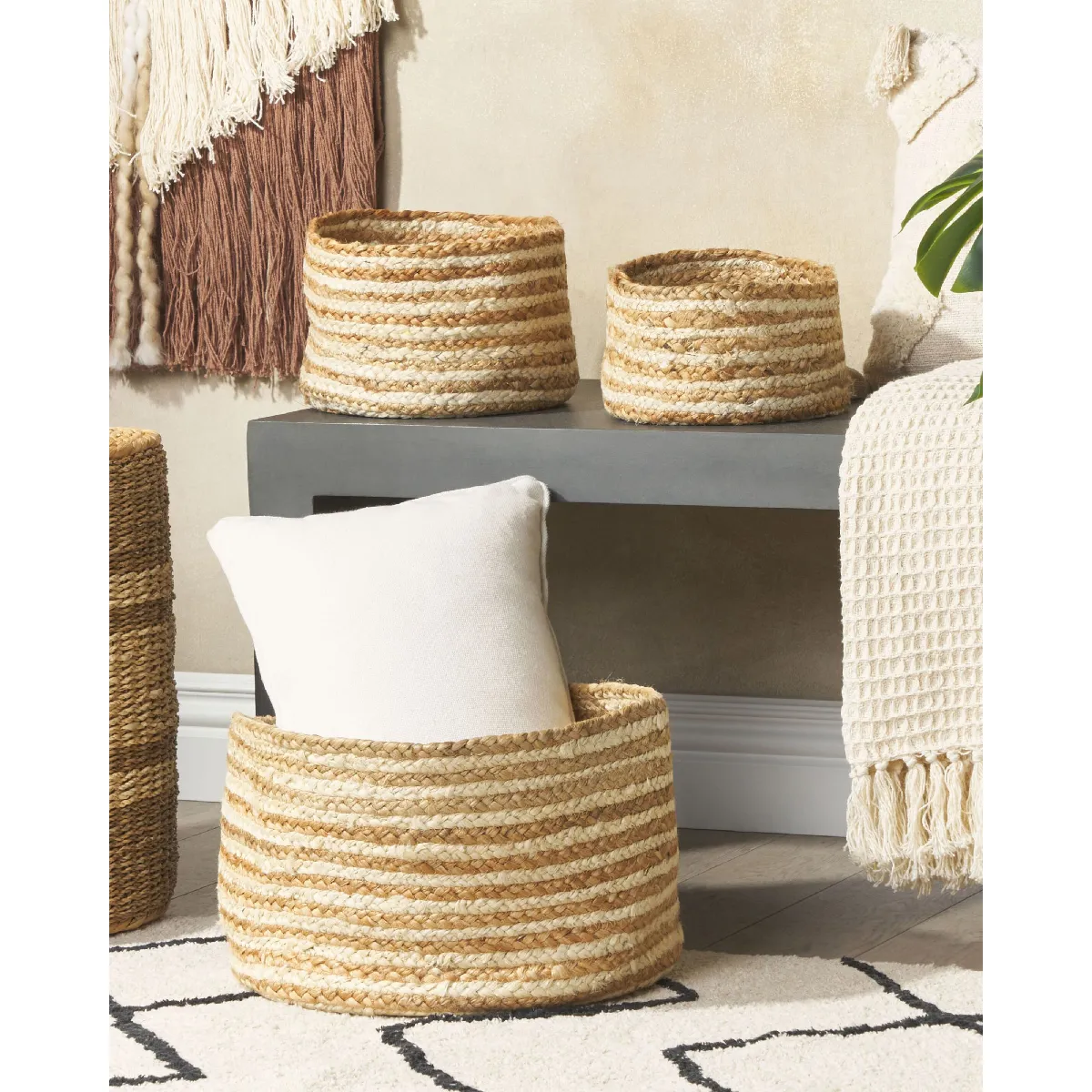 Beliani Paniers KAHU en jute naturel et beige