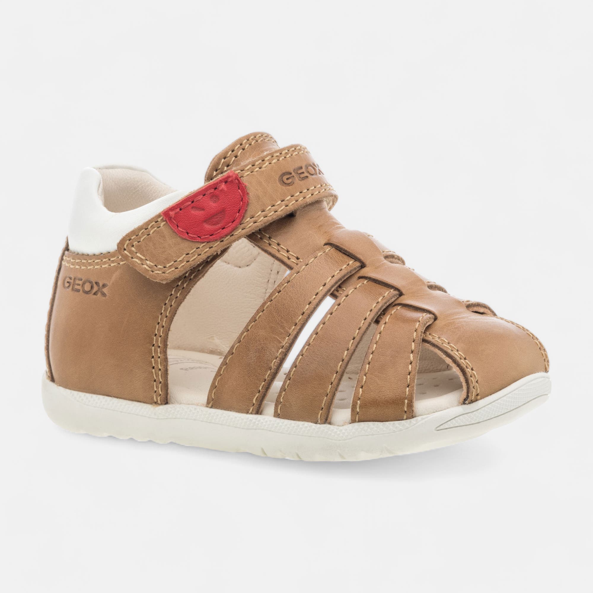 Nu-pieds Bébé garçon en cuir cognac
