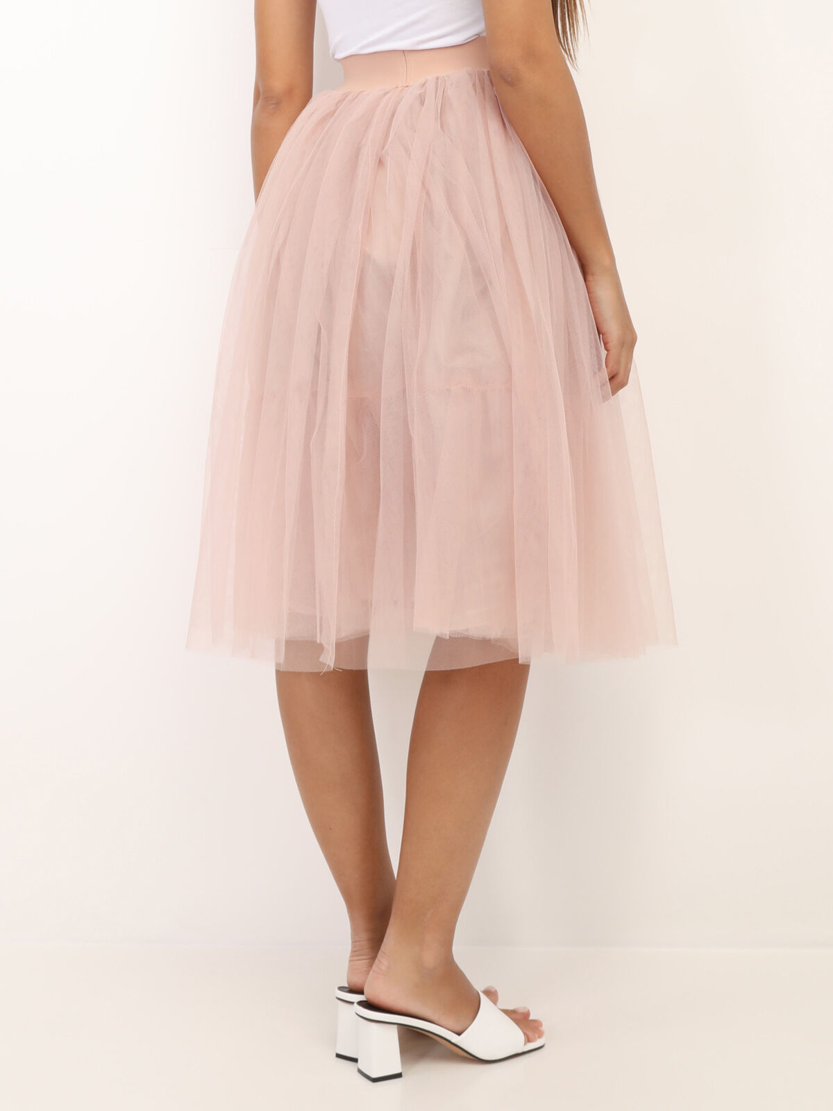 Jupe midi en tulle- Taupe