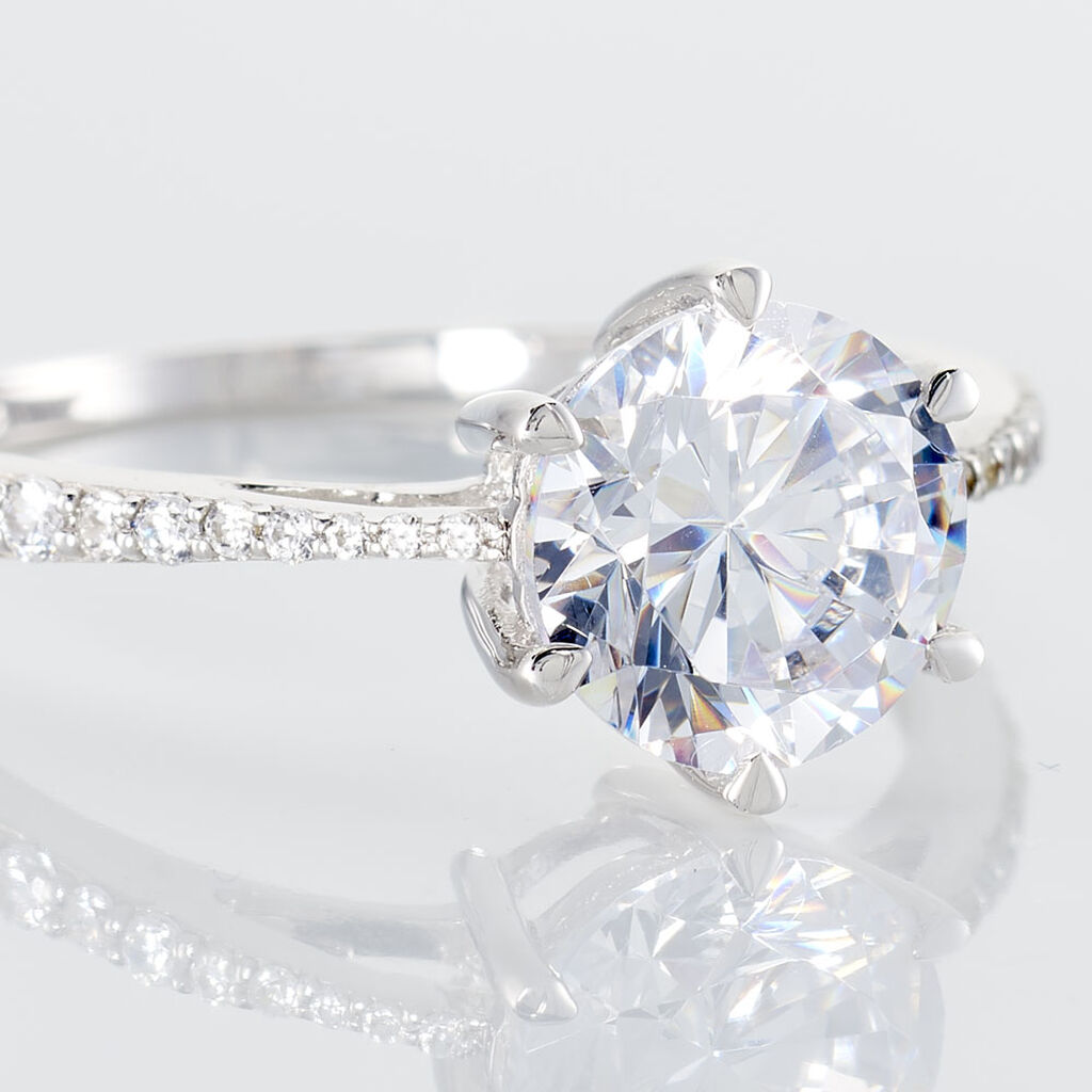 Bague Solitaire Ritage Or Blanc Oxyde De Zirconium
