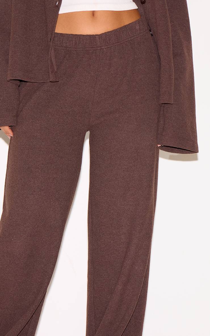Marron Pantalon Large Slouchy En Côtes Brossées Épaisses