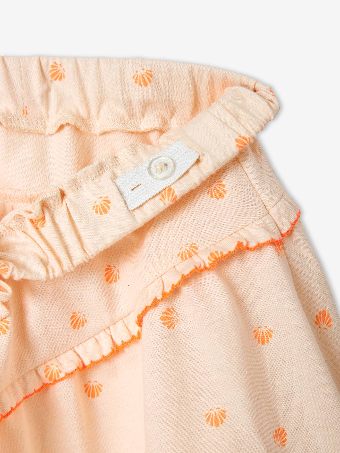 Saia rosa claro estampada com conchas para meninas