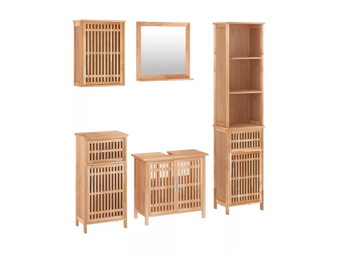 Ensemble de meubles de salle de bain 5 pcs bois massif de noyer