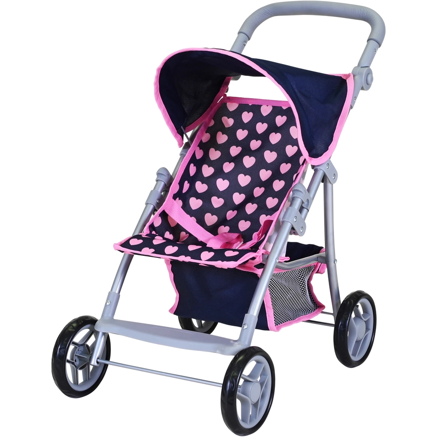 knorr toys® Puppenbuggy Liba - Pink Hearts blau
