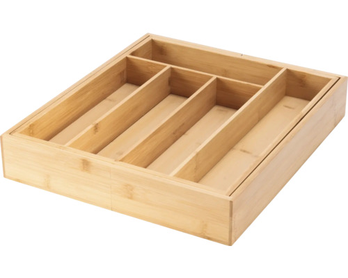 CENTA flexibele bestekbak, BxDxH 33,3-53,3 x 38,4 x 6,5 cm, gemaakt van bamboe