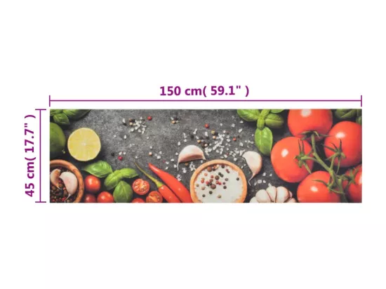 Tapis de cuisine lavable impression légumes 45x150 cm velours