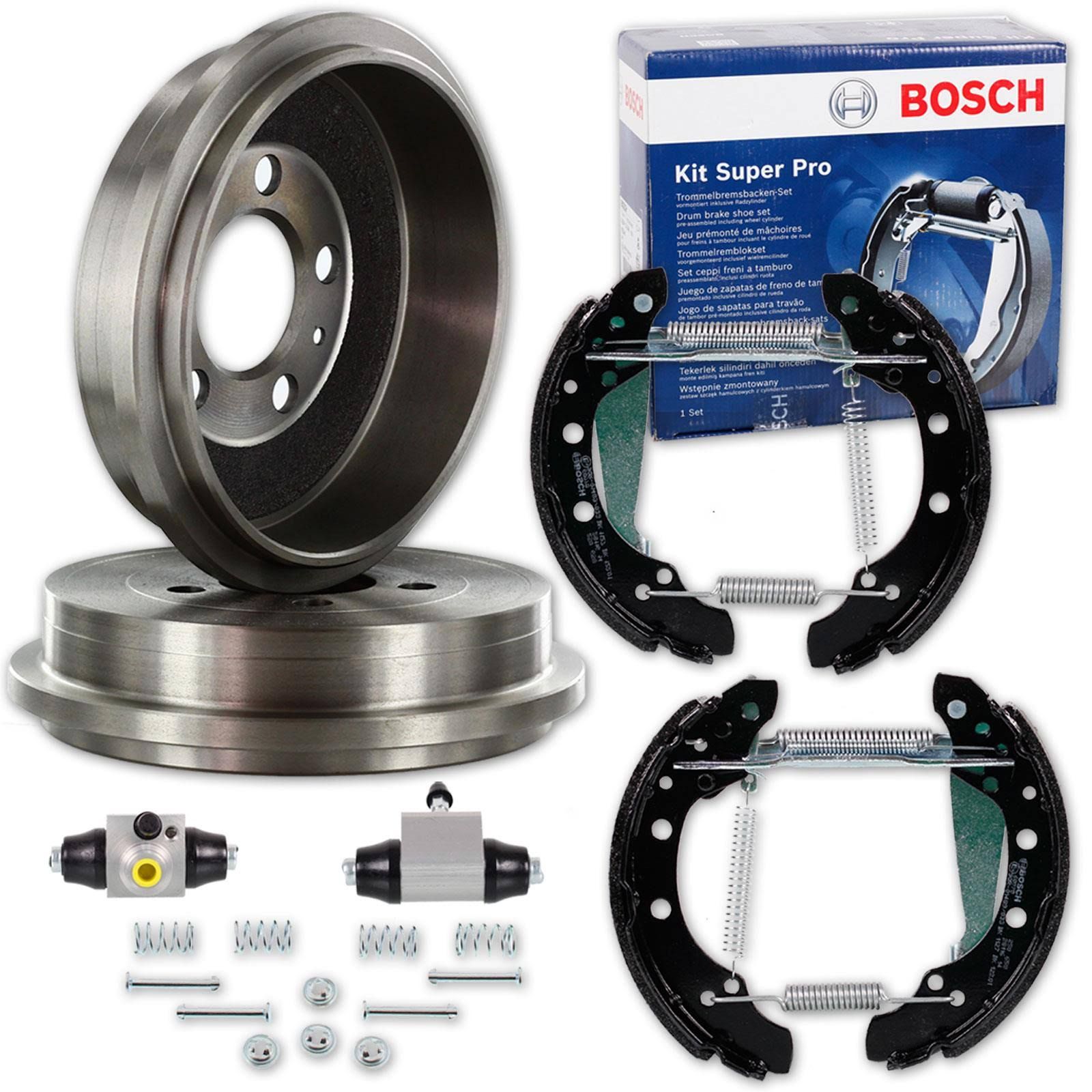 Bremstrommeln + Bosch Bremsbacken Für Vw Polo 9n Fox Audi A2 Seat Cordoba Ibiza