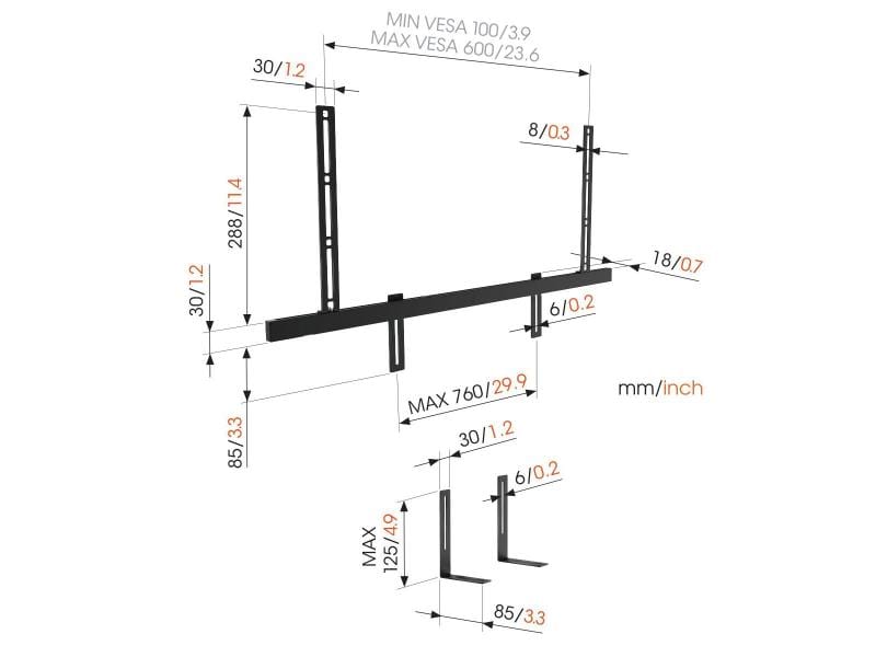 Vogel's TV-Halterung Sound3550 , Schwarz Universal Soundbar Halterung
