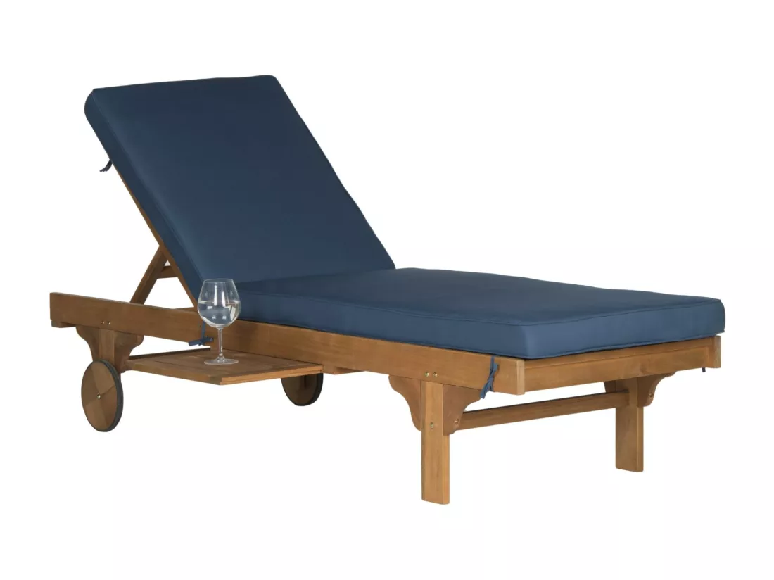 Chaise longue d'extérieur Naturel/Marine 70 x 200 x 35 cm - Newport