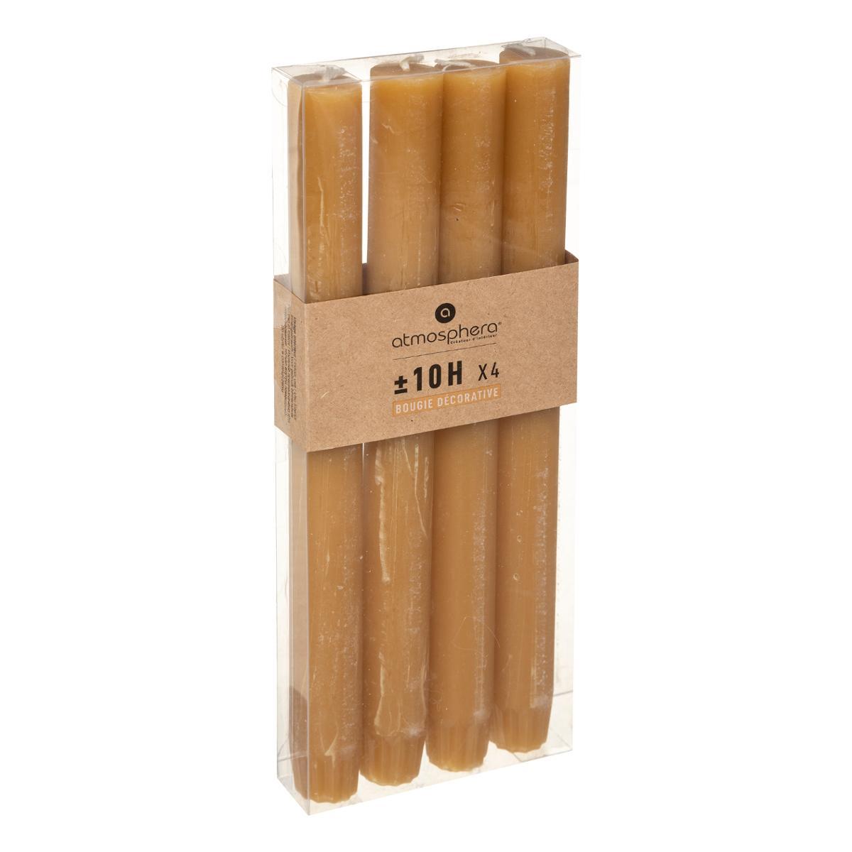 BOUGIE BATON X4 RUSTIC JAUNE H.24.5CM