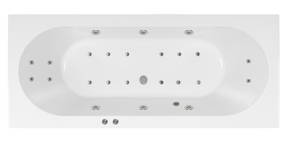 Lambini Designs Round bubbelbad 180x80cm elektronisch 6 4 2 hydrojets en 12 aerojets met LED-verlichting chroom