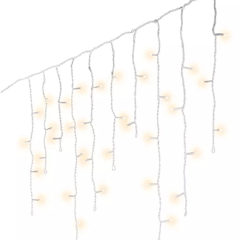 Stalactite lumineuse 11 m 259 LED câble blanc Stars Blanc chaud