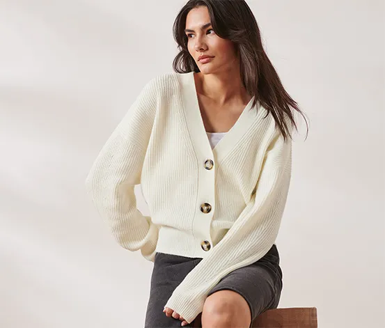 Grobstrick-Cardigan mit Wolle