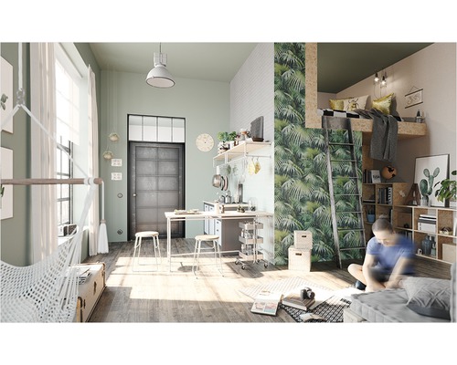 Vliesbehang 524901 Crispy Paper Planet Home Palmbladeren groen