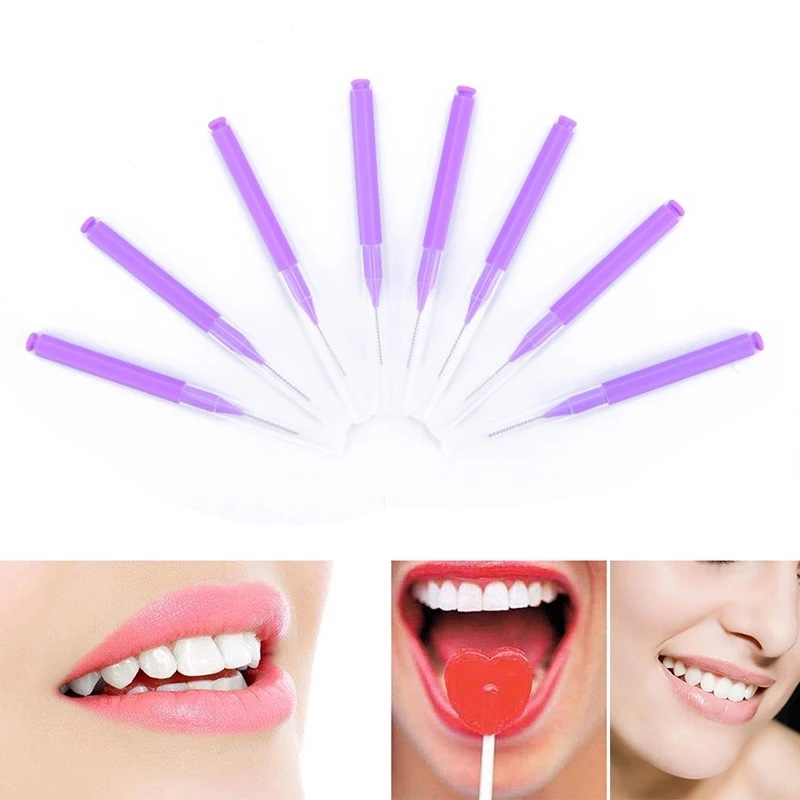(10er Set) Interdentalbürsten Zahnpflege Zahnzwischenraum Reinigung Zahnseide - Lila