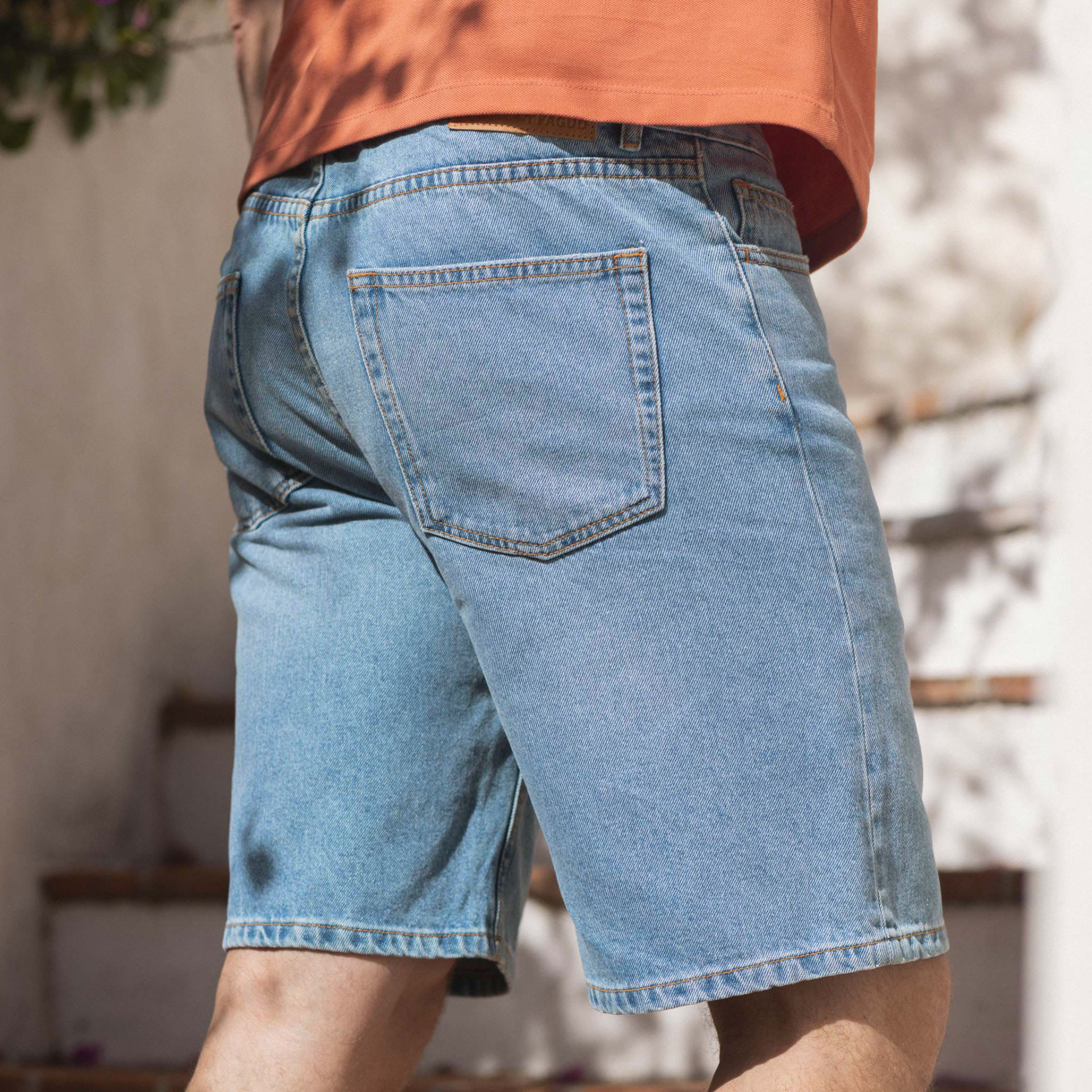 Short light blue Coton et coton reyclé - modèle short denim