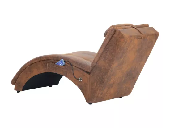 Prolenta Premium - Chaise longue de massage avec oreiller Marron Similicuir daim