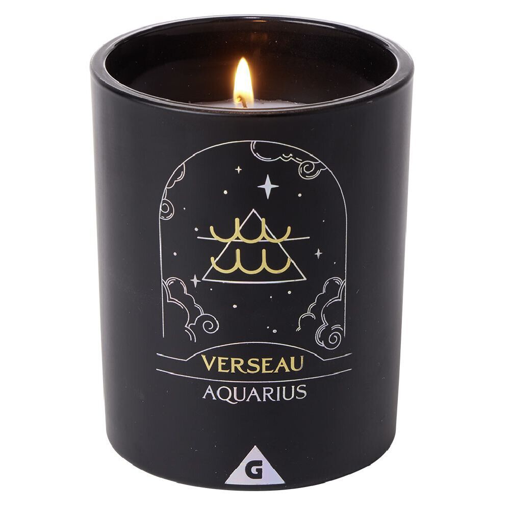 Bougie bijou doré signe astro Verseau senteur fleur de coton 36H