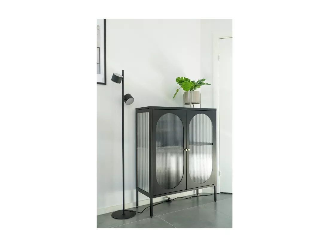 Adelaide - Buffet 2 portes en verre et métal L90cm : Couleur - Noir