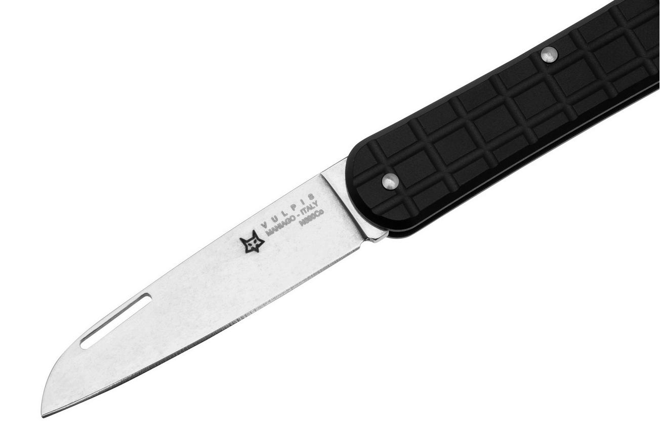 Fox Vulpis FX-VPGP130-BK Polished N690Co, Grenade Pattern Black Aluminium, zakmes