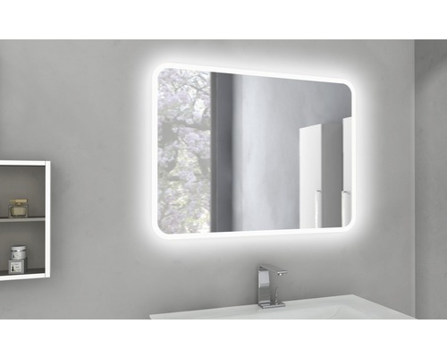 LED-spiegel 95x70 cm met anti-condenscoating ter voorkoming van condensvorming IP 44 (beschermd tegen vreemde voorwerpen en spatwater)