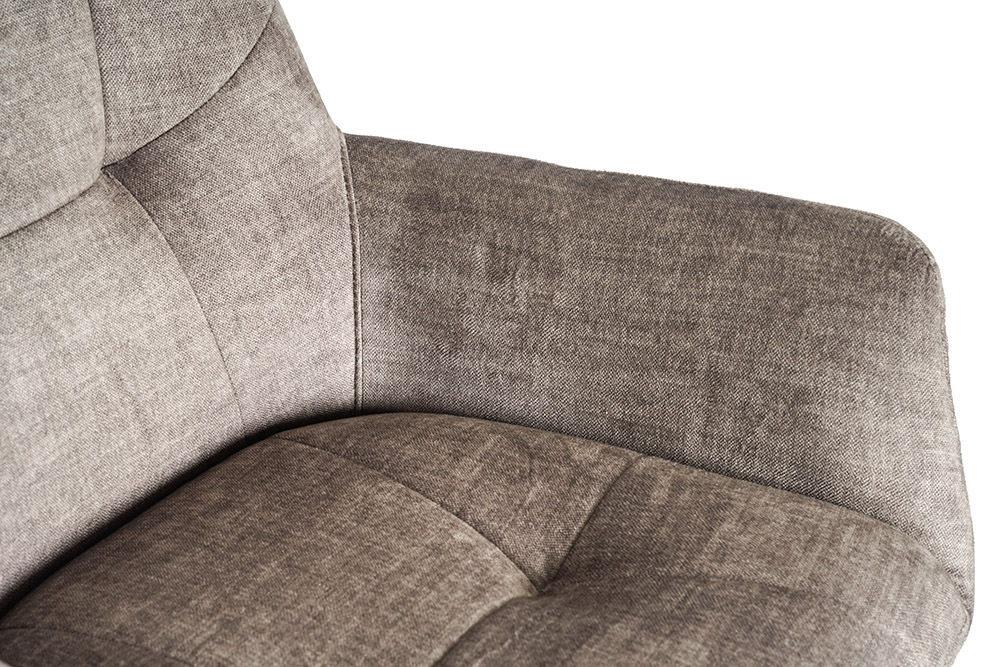 Drehbarer Design Stuhl SIGNATURE taupe Samt 360° Taschenfederkern schwarz Metall