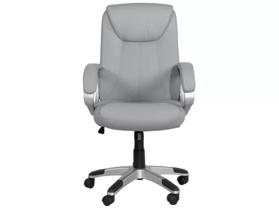 Fauteuil Direction simili cuir basculante hauteur réglable pivotant accoudoir rembourré BORA (gris)