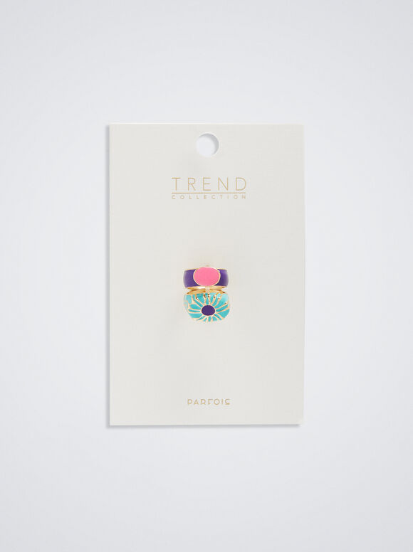 Conjunto de Anéis de Sinete Multicoloridos - Multicor