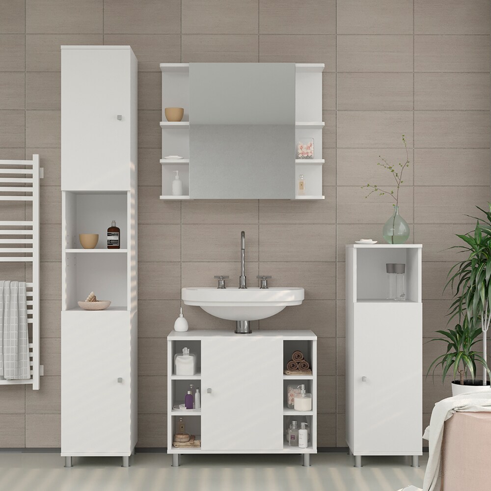 Vicco Badmöbel Set Fynn Badezimmer Spiegel Kommode Unterschrank Bad Weiß