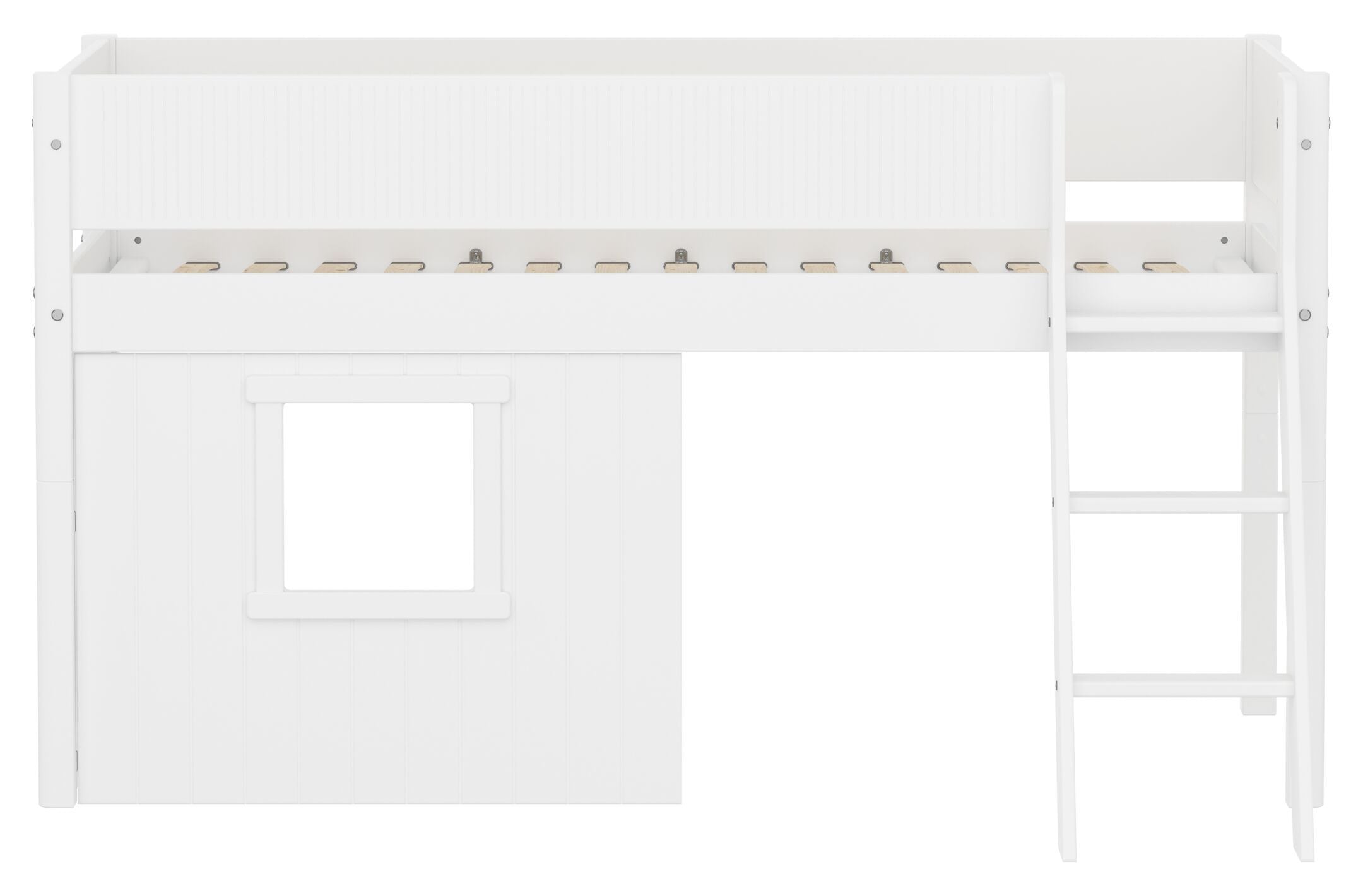 Flexa WHITE Halbhochbett mit Baumhaus - Weiss / B: 151.0 cm x T: 210.0 cm x H: 120.0 cm