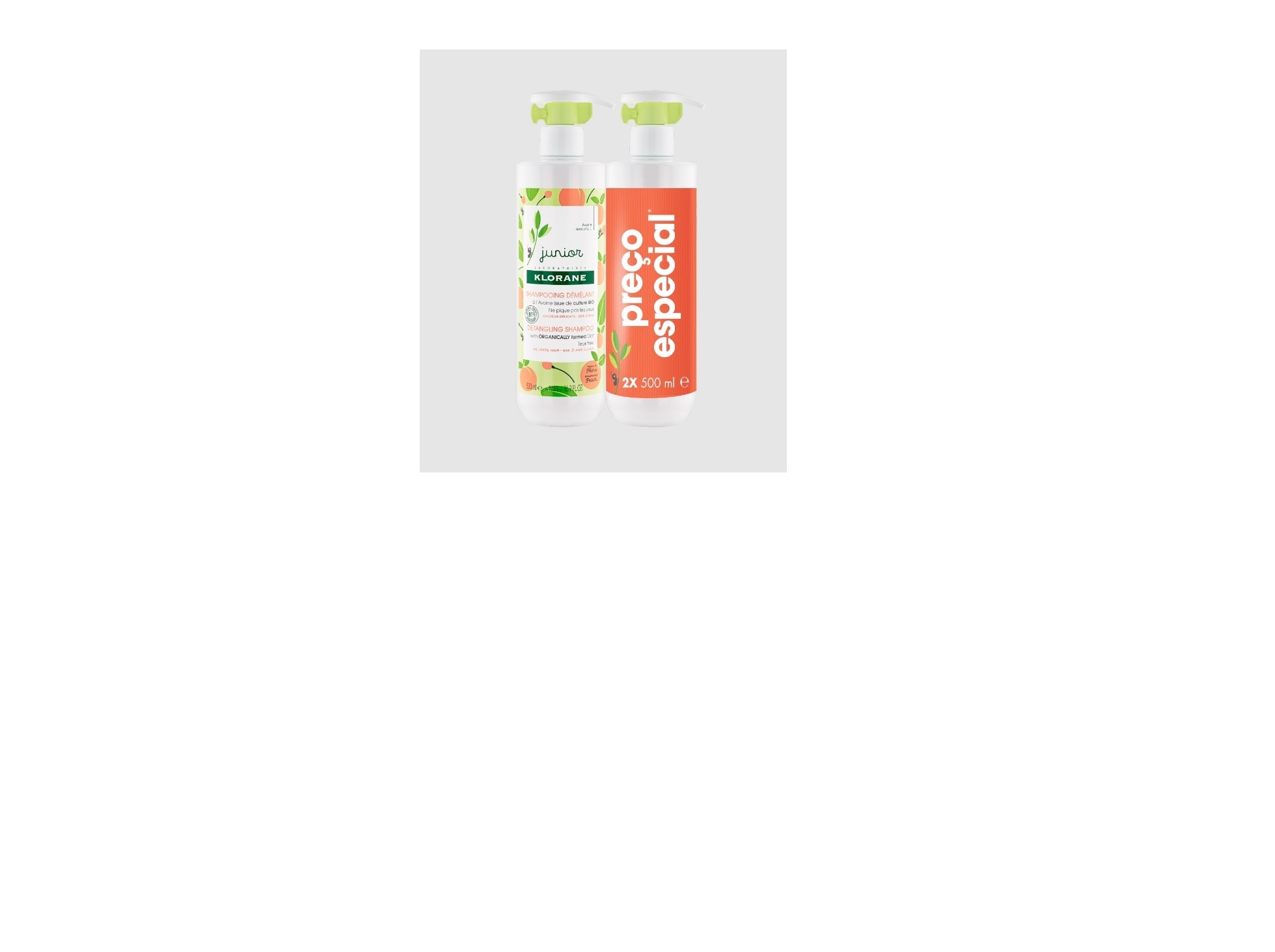CHAMPO KLORANE PETIT JUNIOR PÊSSEGO 2X500ML PREÇO ESPECIAL