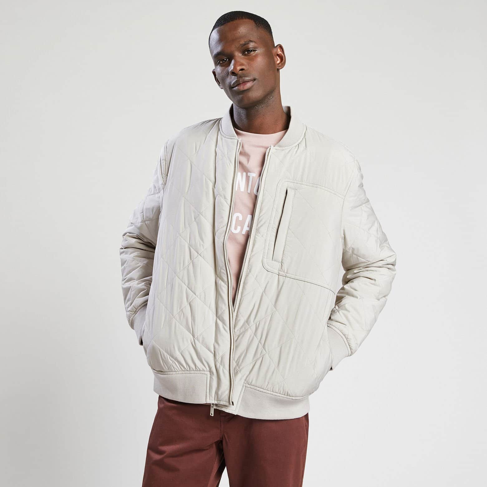 Blouson matelassé zippé Blanc