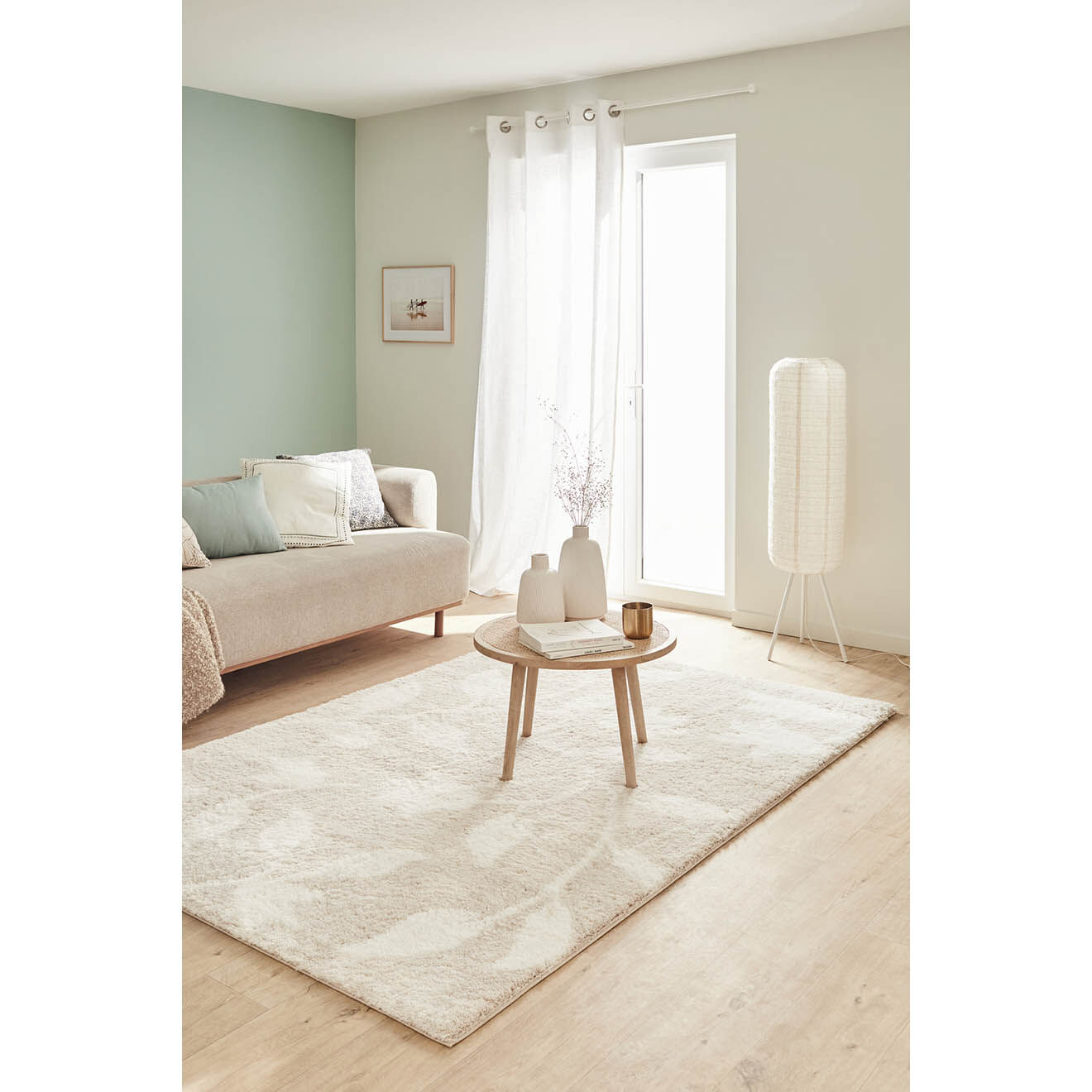 Nazar Rugs Tapis Shaggy doux Oslo 637 beige - 160x230 cm