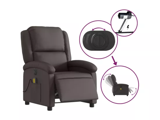 Fauteuil massant inclinable électrique marron foncé