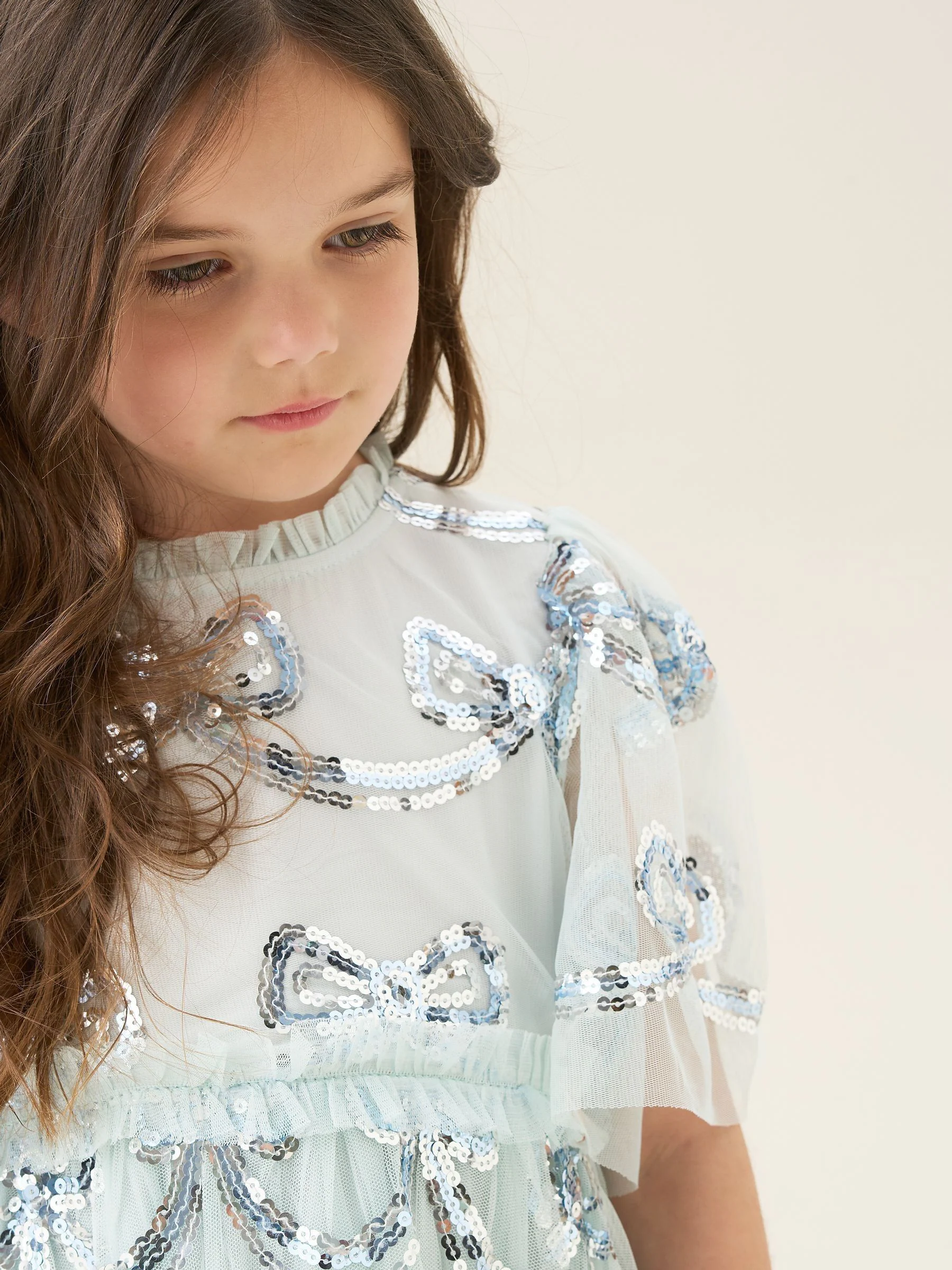 Groen - Angel & Rocket Delta Mint Sequin Bow Mesh Dress
