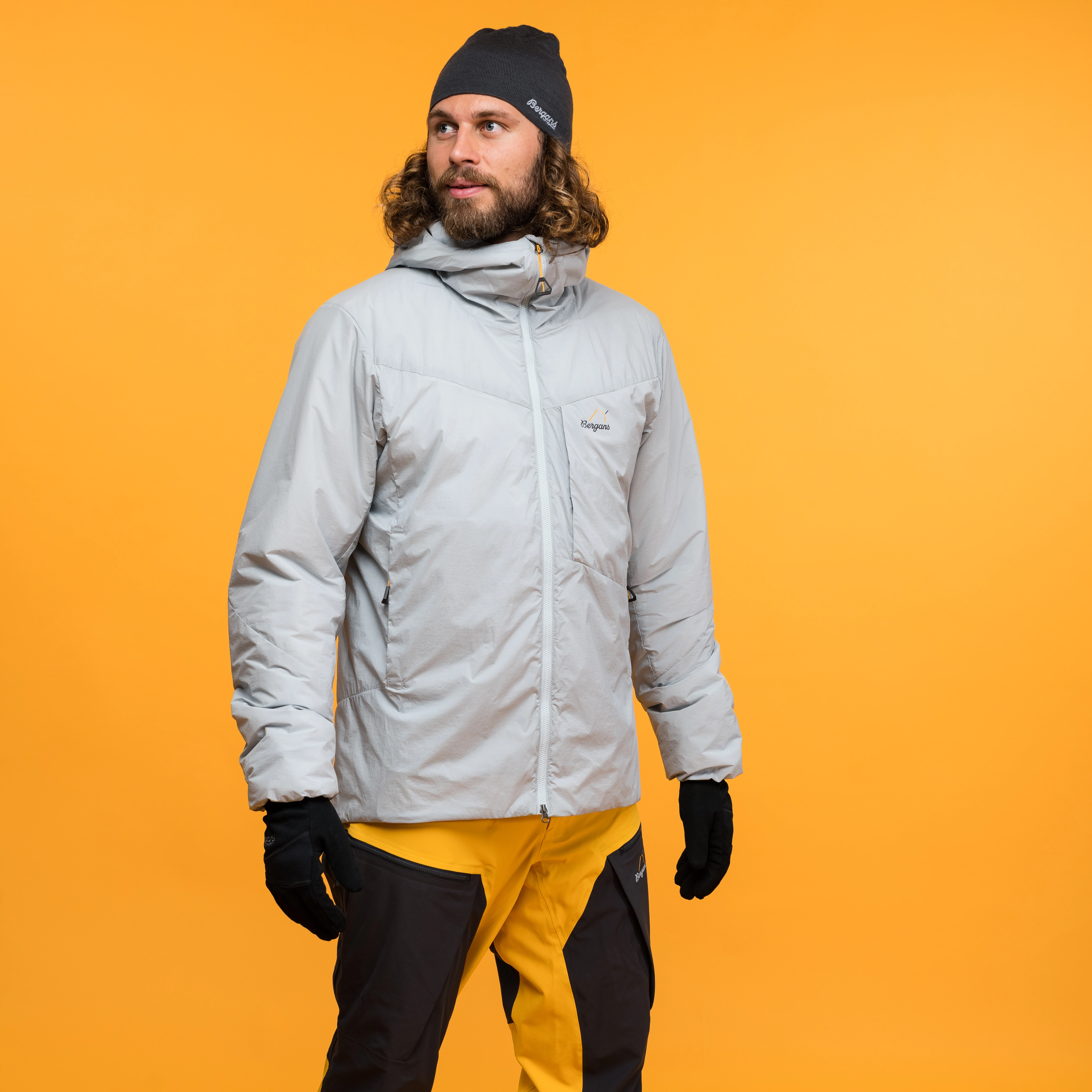 Y MountainLine Insulated Windbreaker Jacket Men Pearl Grey