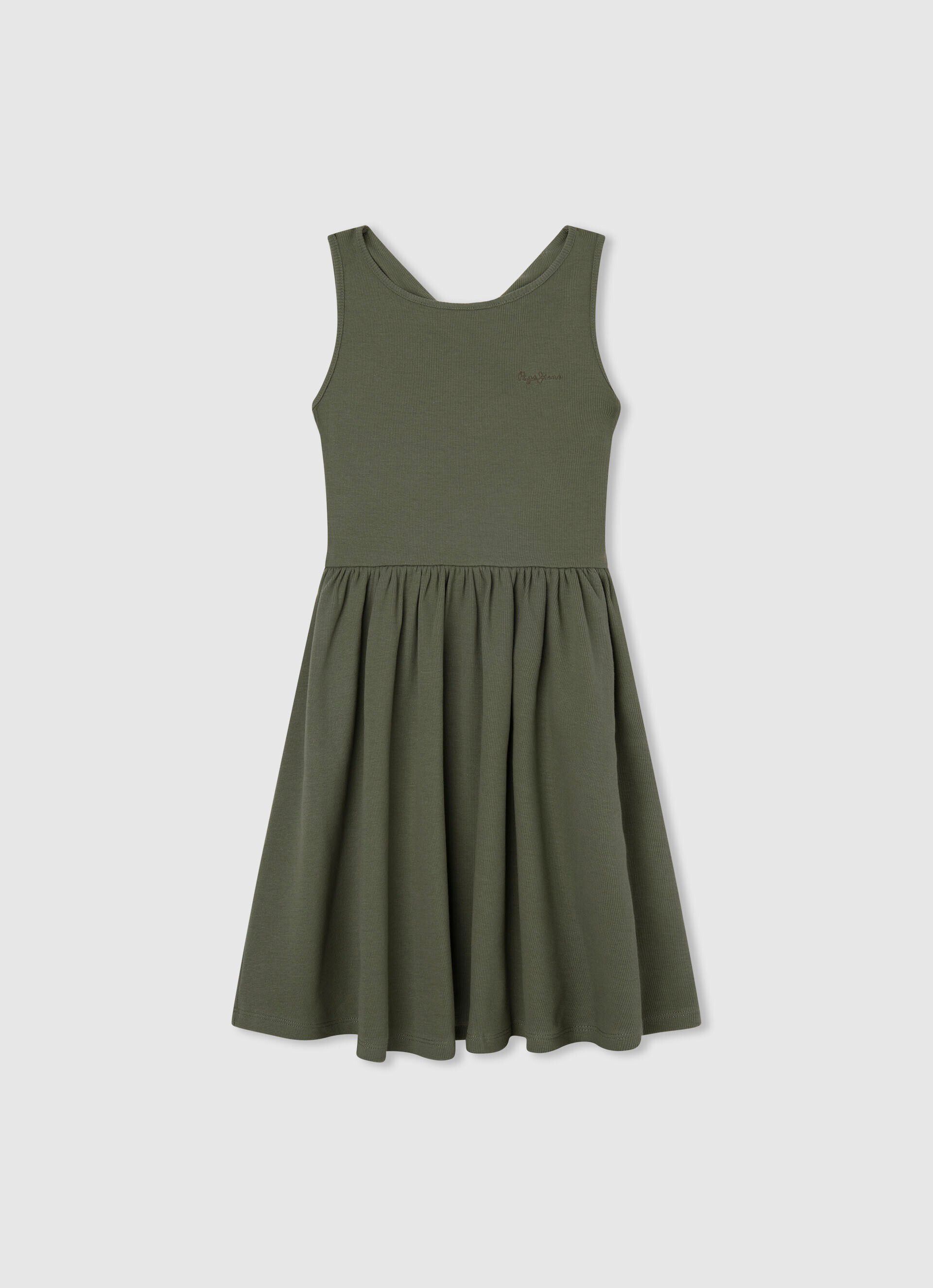 Vestido canelado sem mangas - verde-oliva