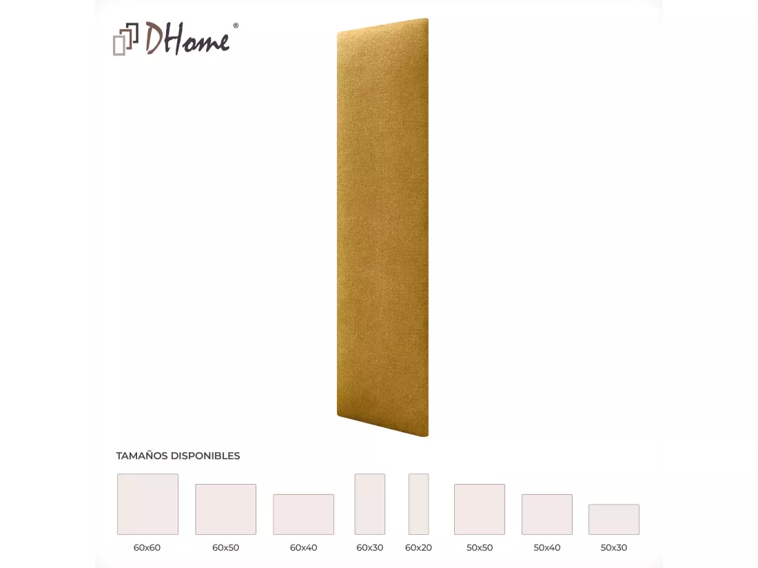 DHOME Lot de 8 Panneaux Rembourrés en Tissu Aqualine Autocollants pour Mur Acoustiques Absorbants Protection contre les Chocs (Moutarde, 60x20cm, x8)