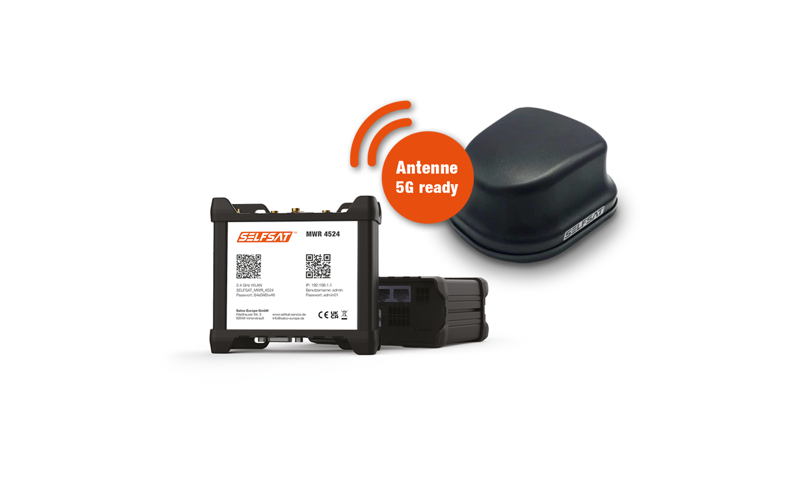SELFSAT MWR 4524 ( 4G / LTE & WLAN Internet Router Komplettset bis 150 Mbps inkl. 4G / 5G ready Dachantenne)